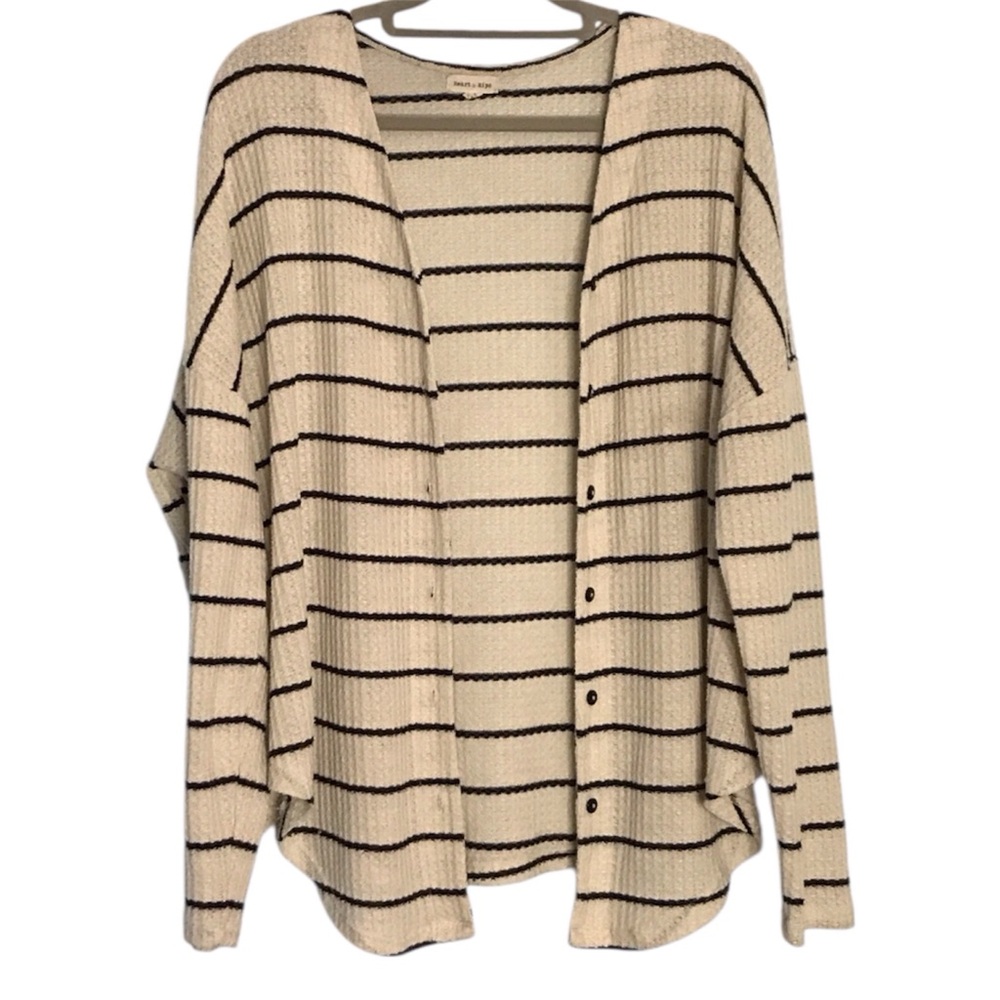 Heart Hips Cream and Black Striped Cardigan